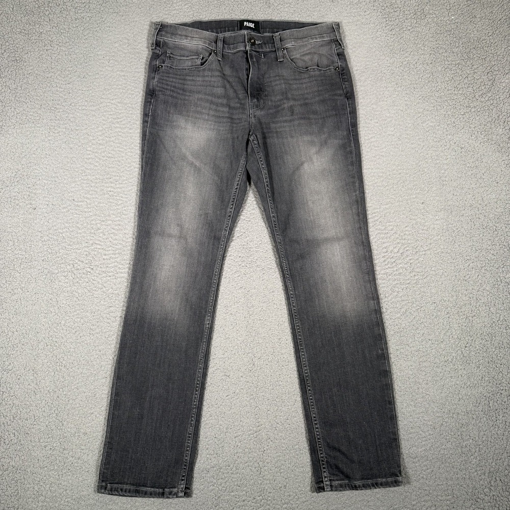Paige Jeans Mens 32x29 Gray Federal Slim Straight Casual Preppy Stretch Logo